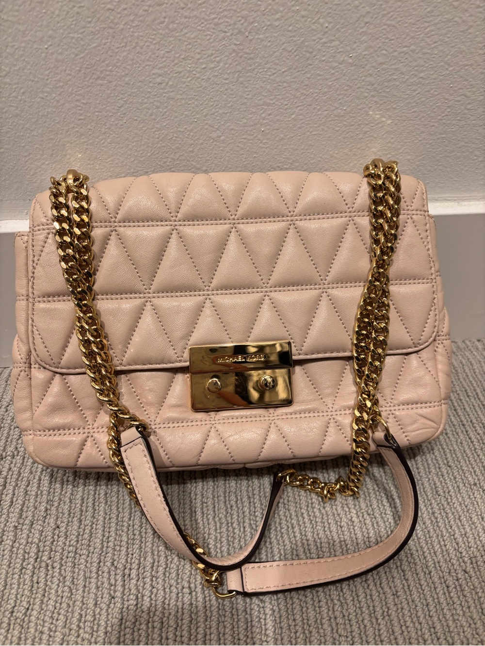 Michael Kors Blush Quilted Shoulder Bag with Gold Chain [Worn only once]